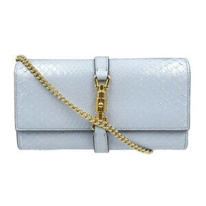Gucci Jackie chain wallet pale blue python leather